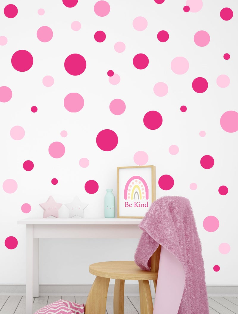Create-A-Mural Pastel Polka Dot Wall Decals -Girls Room Decor Stickers Living Room Bedroom, Bathroom, Playroom, Baby Nursery Toddler to Teen DIY Decoration (Pink) - Image 1