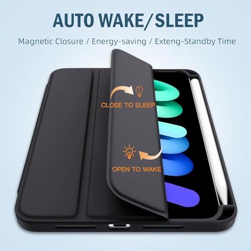 Printme Case for iPad mini 7 A17 Pro 8.3-inch 2024, iPad mini 6th Generation Case, Slim Hard Back Folio Cover Support Touch ID & Apple Pencil Charging, Auto Wake/Sleep (Black) - Image 4