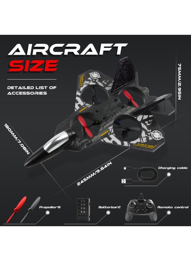 RC Plane, 2,4 GHz Remote Control Plane with 2 Batteries, 360° Surround Remote Control Airplane with LED, 6-Axis Gyro RemoteControl Aeroplane for Kids Adults Beginners (Grey) - Image 2