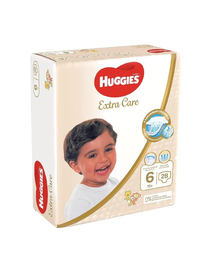 HUGGIES Extra Care Baby Diapers, Size 6, 15+Kg, Pack of 28’s