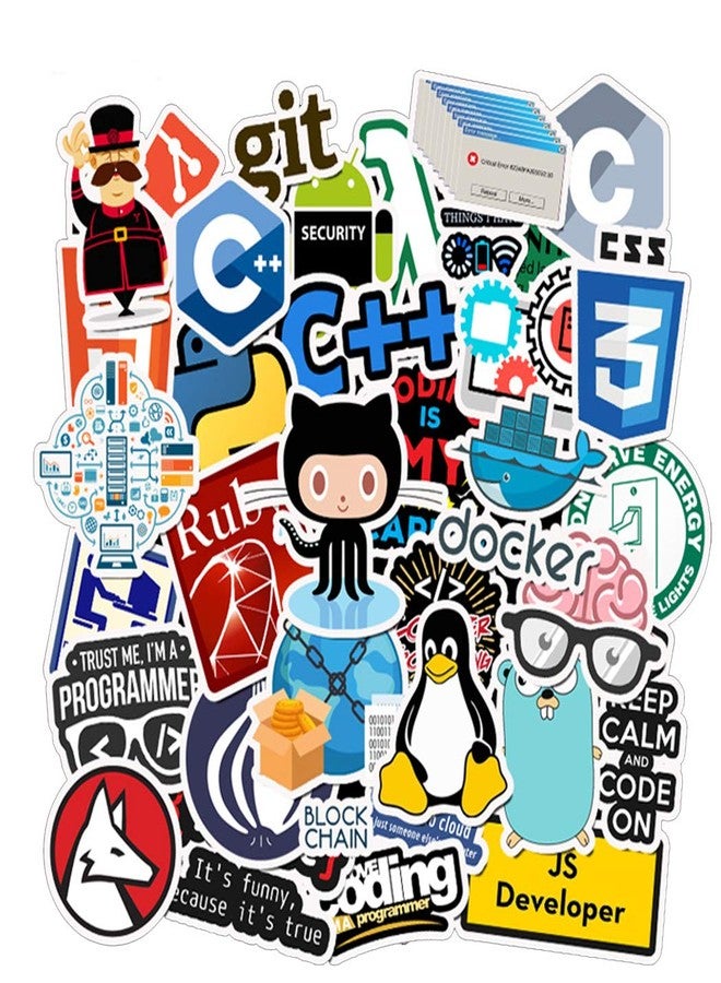NObranded Programming Symbols Stickers 50Pcs Waterproof,Removable,Cute,Beautiful,Suitable for Boys and Girls in Water Bottles,Phones,Laptop,Guitar,Car,Motorcycle,Cup,Piano,Scooter,Suitcase Vinyl Material. - Image 2