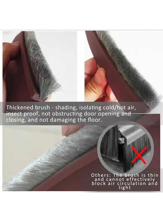 Brown Silica Gel Door Draft Stopper 0 79 Inch Width Brush Seal Reduce Noise Proof - Image 5