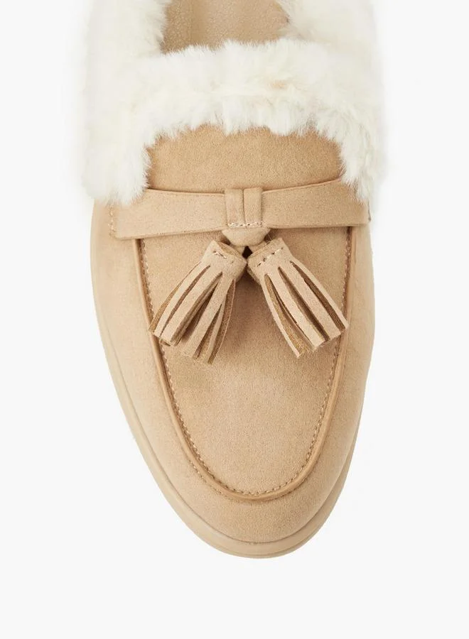 Renzo Ruganni BEIGE Women Faux Fur Mules for Women | Best Price UAE