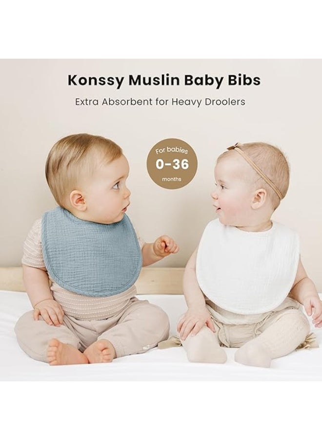 Muslin Baby Bibs 8 Pack Baby Bandana Drool Bibs Cotton for Unisex Boys Girls, 8 Solid Colors Set for Teething Drooling - Image 3