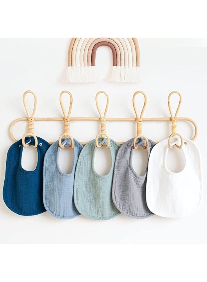 Muslin Baby Bibs 8 Pack Baby Bandana Drool Bibs Cotton for Unisex Boys Girls, 8 Solid Colors Set for Teething Drooling - Image 5
