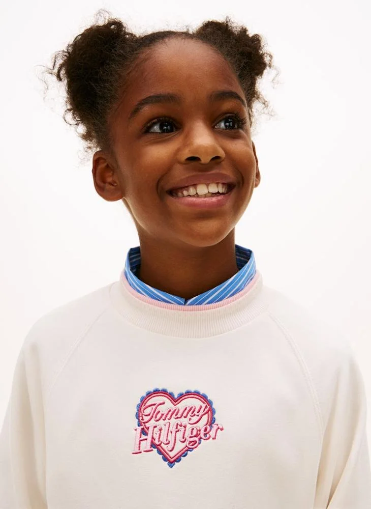 Tommy Hilfiger cream Kids Heart Embroidered  Dress for Women | Best Price UAE