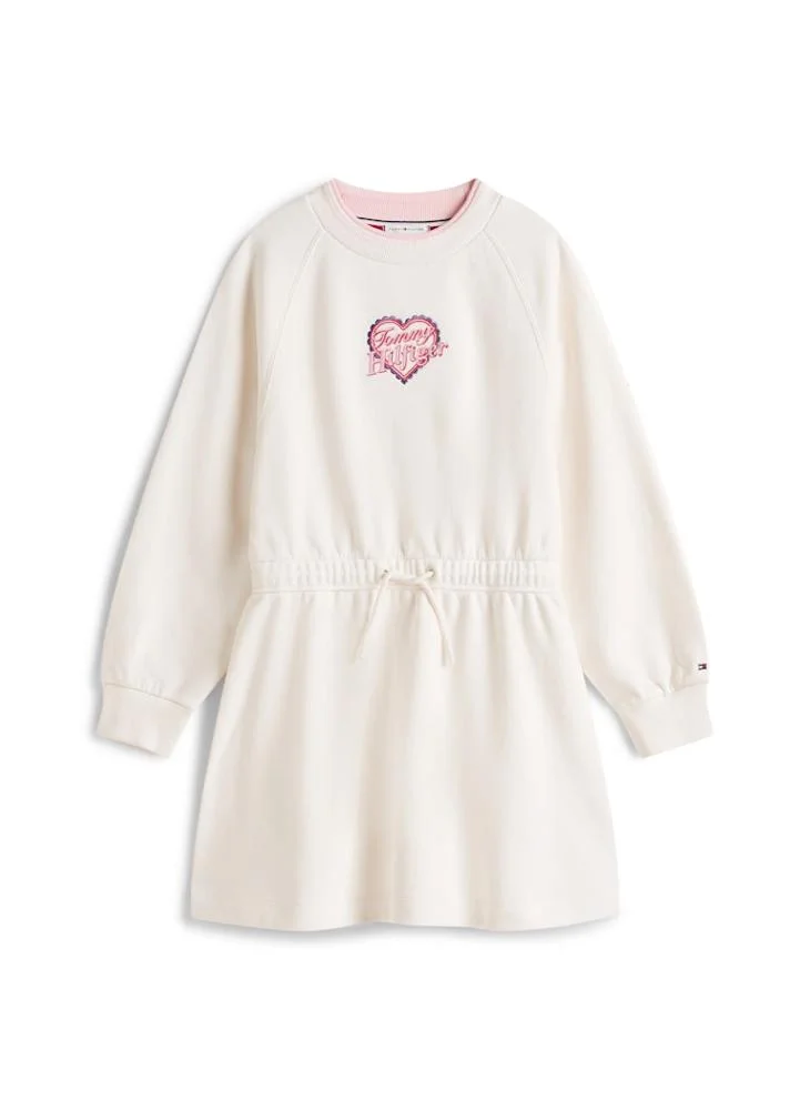 Tommy Hilfiger cream Kids Heart Embroidered  Dress for Women | Best Price UAE