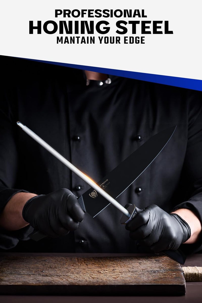 Dalstrong Honing Rod Steel - 9 inch - Shadow Black Series - Black Titanium Nitride Coated - High Carbon 7CR17MOV-X Vacuum Treated Steel - Scratch Free - Kitchen Knife Sharpener Polish - NSF Certified - Image 2