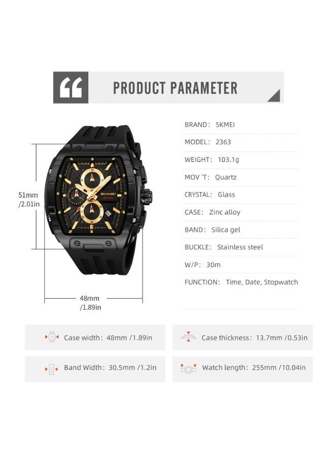 سكمي ساعة يد رجالية SKMEI 2363 مقاومة للماء، تعمل بنظام كوارتز تناظري - Image 4