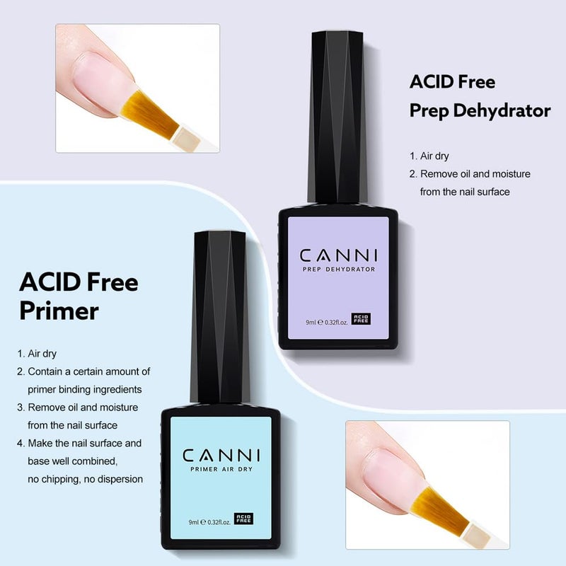 CANNI 2Pcs Acid Free Nail Dehydrator and Primer Gel Nail Polish Set, Air Dry Nail Primer & Pre-dehydrator Nail Bond Primer Nail Gel Manicure Kit DIY at Home Salon Gifts for Women Girls - Image 2