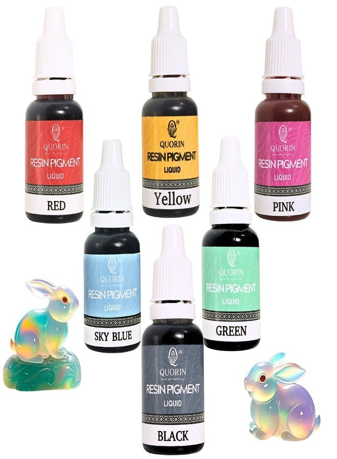 Quorin Liquid Resin Pigment Combo Set for Epoxy Resin | Highly Concentrated Liquid Colorant | Smooth Mixing | For Resin Art, Jewelry & DIY Crafts 15ml each (pack of 6) - Image 1