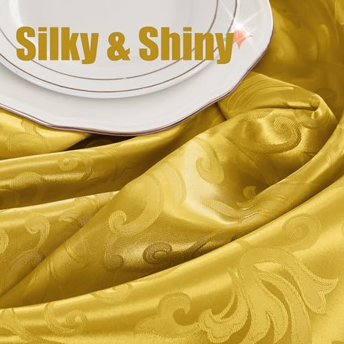 RUDONG M 2 Pack Gold Satin Table Runners 12 x 108 Inch, Long Silky Damask Table Runner Decor, Bright Smooth Jacquard Dining Table Runners for Weddings, Banquet, Parties Dinner Decoration - Image 5