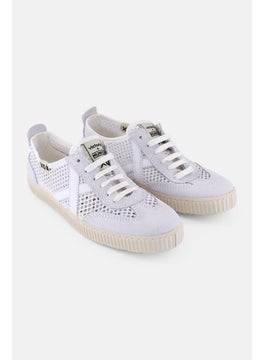 Women Lace Up Micro Suede Casual Shoes, White