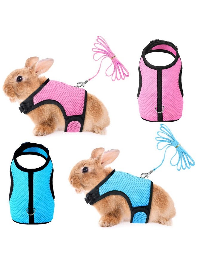 SATINIOR 2 Pieces Bunny Rabbit Harness with Leash Cute Adjustable Buckle Breathable Mesh Vest for Kitten Puppy Small Pets Animal Walking Accessories - Image 1