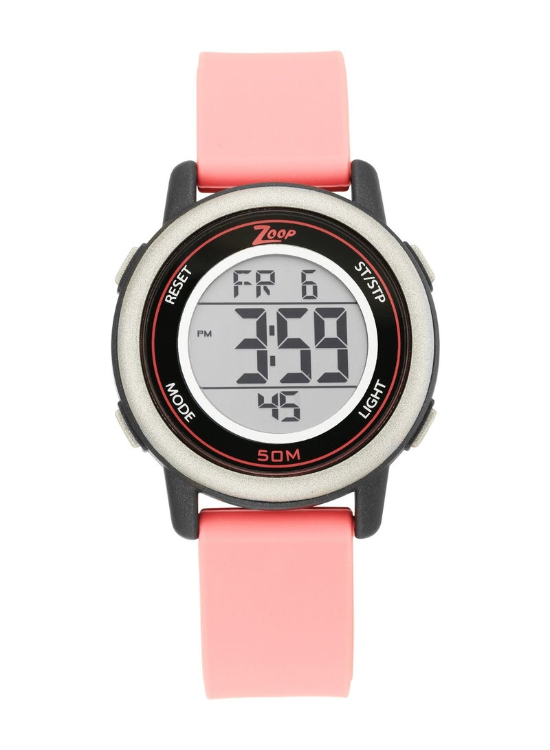 Zoop Digital Watch with Pink Silicone Strap - Image 1