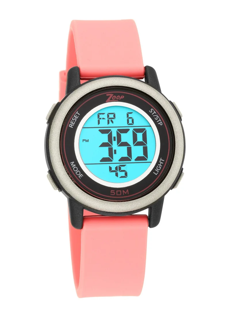 زوب Digital Watch with Pink Silicone Strap