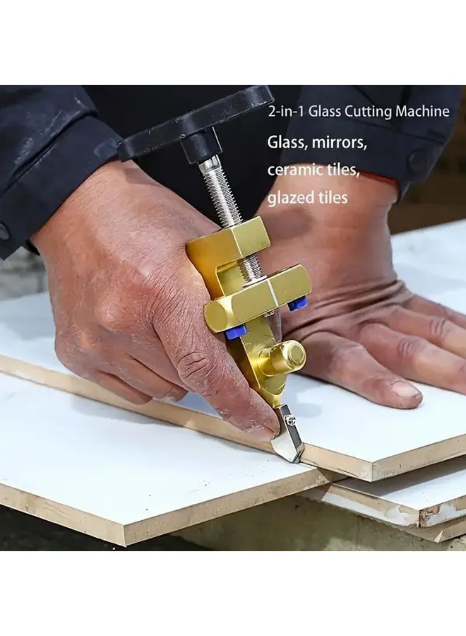 Portable Manual Tile Cutter Stainless Steel Construction Ergonomic Blue Handle 1 Set - Image 3