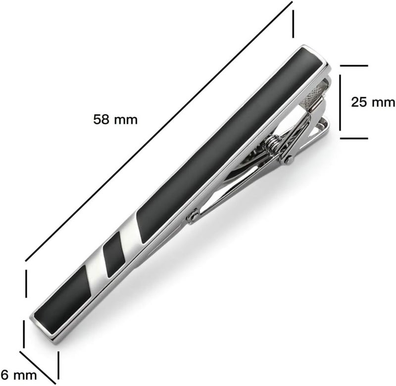 MOZETO Tie Clips for Men, Classic Style Silver Tie Bar Set for Regular Ties Luxury Box Gift Ideas - Image 3