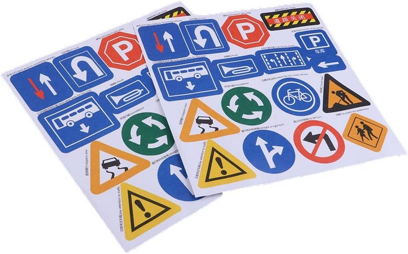 klarako Kids DIY Accessory Traffic Scene Building Adhesive Sticker Toy Multicolor, Road Sign - Image 2