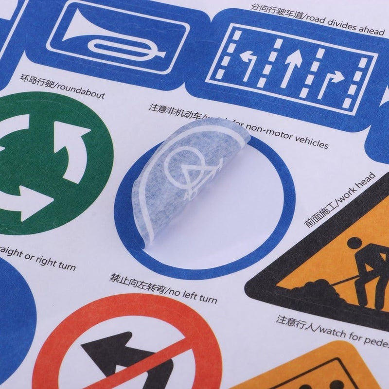 klarako Kids DIY Accessory Traffic Scene Building Adhesive Sticker Toy Multicolor, Road Sign - Image 4