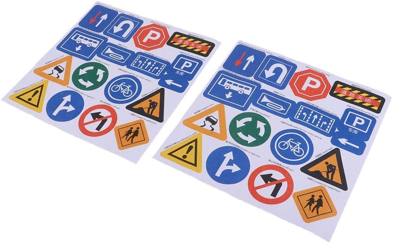 klarako Kids DIY Accessory Traffic Scene Building Adhesive Sticker Toy Multicolor, Road Sign - Image 1