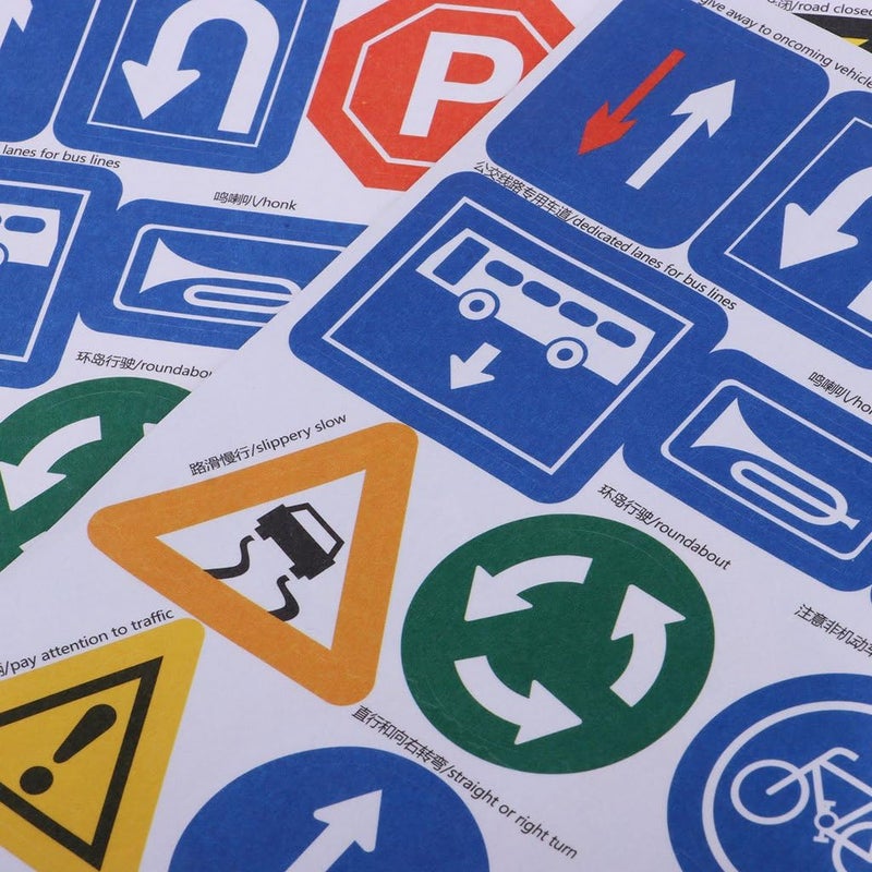 klarako Kids DIY Accessory Traffic Scene Building Adhesive Sticker Toy Multicolor, Road Sign - Image 5