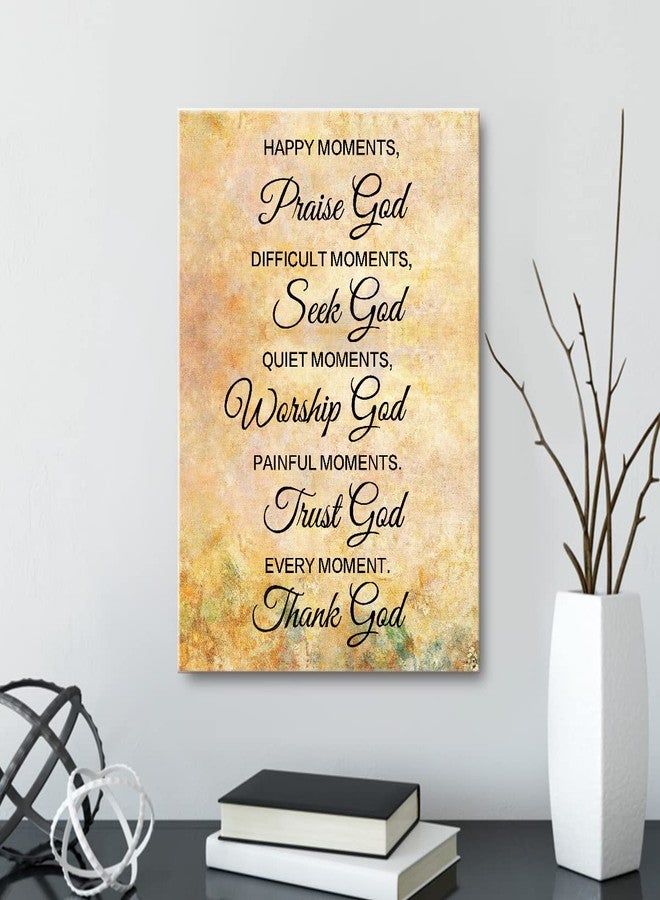 OTINGQD Happy Moments Praise God Wall Art,Christian Canvas Wall Decor,Religious Bible Verse Wall Art,Scripture Wall Decor for Christian Home Office Church - Image 3