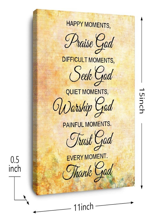 OTINGQD Happy Moments Praise God Wall Art,Christian Canvas Wall Decor,Religious Bible Verse Wall Art,Scripture Wall Decor for Christian Home Office Church - Image 2