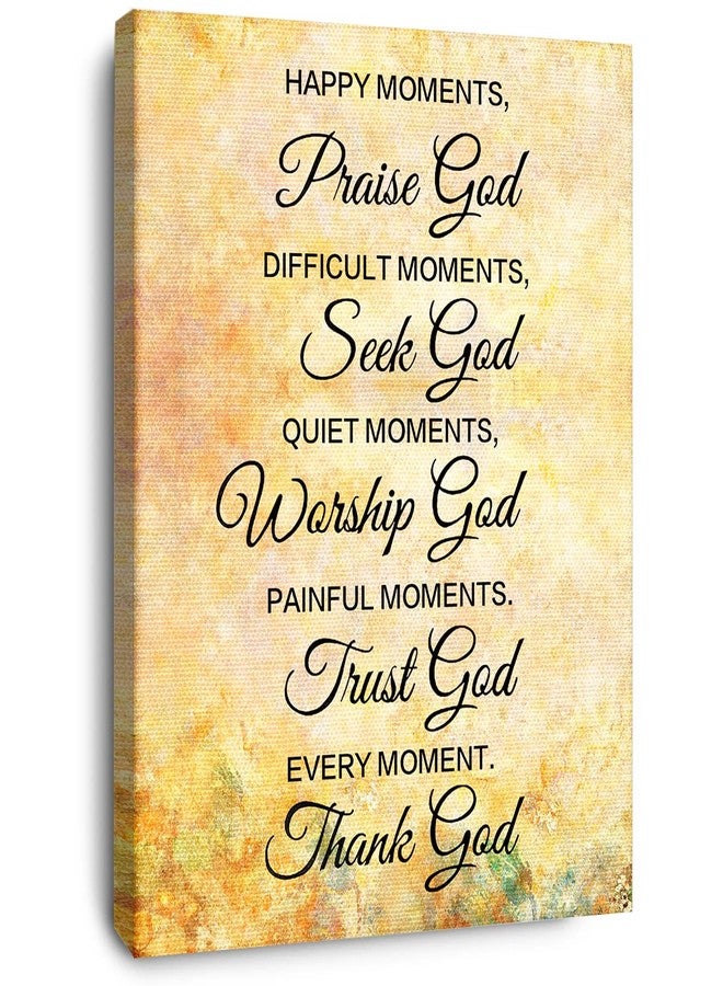 OTINGQD Happy Moments Praise God Wall Art,Christian Canvas Wall Decor,Religious Bible Verse Wall Art,Scripture Wall Decor for Christian Home Office Church - Image 1