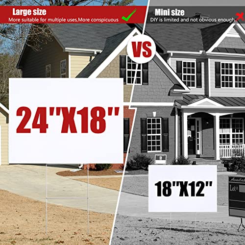 WENWELL 10 Large Blank Yard Signs with Stakes 18 x 24",Corrugated Plastic Lawn Sign kit for Estate Garage Sale,Party,Birthday,Wedding,Campaign,Parking,Make your own Outdoor Sign - Image 2