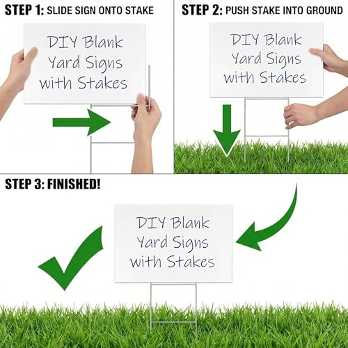WENWELL 10 Large Blank Yard Signs with Stakes 18 x 24",Corrugated Plastic Lawn Sign kit for Estate Garage Sale,Party,Birthday,Wedding,Campaign,Parking,Make your own Outdoor Sign - Image 5