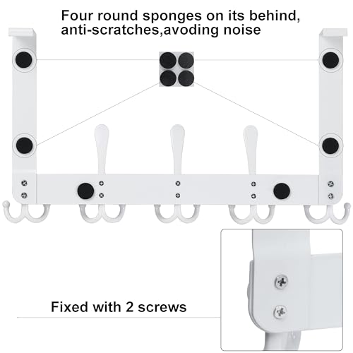 WEBI Over The Door Hooks,Door Hanger,Triple Door Hooks for Hanging Over The Door Towel Rack,Door Coat Hanger,Door Coat Rack for Clothes,Towels,Back of Bathroom,White - Image 5