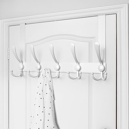 WEBI Over The Door Hooks,Door Hanger,Triple Door Hooks for Hanging Over The Door Towel Rack,Door Coat Hanger,Door Coat Rack for Clothes,Towels,Back of Bathroom,White - Image 2