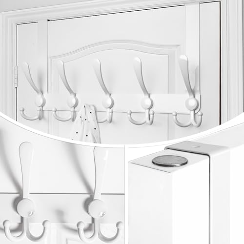 WEBI Over The Door Hooks,Door Hanger,Triple Door Hooks for Hanging Over The Door Towel Rack,Door Coat Hanger,Door Coat Rack for Clothes,Towels,Back of Bathroom,White - Image 4