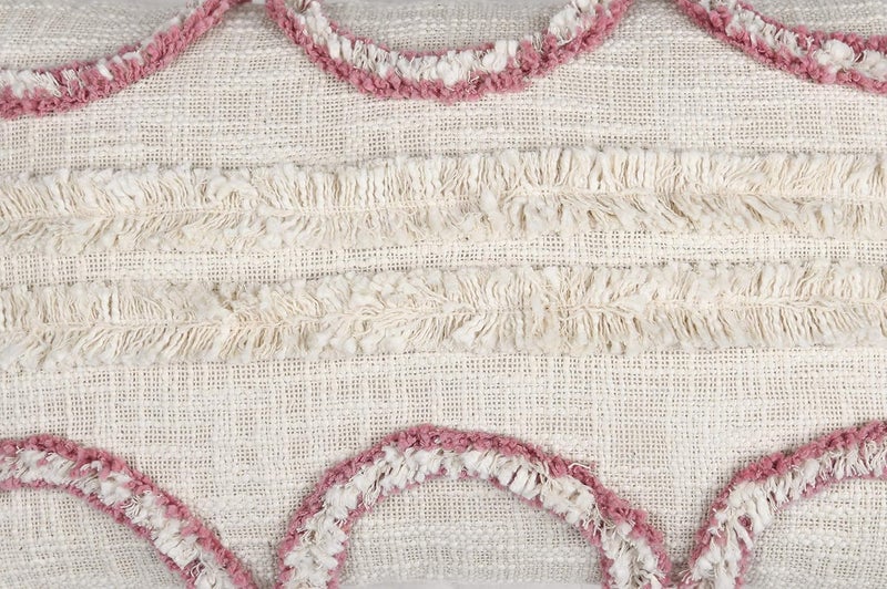 IMPEXART PVT LTD Cotton 12X20 Inches Ivory Base Boho Shaggy Rectangle Geometric Desgin Cushion Cover with Tassel for Decor Couch Sofa Bedroom Living Room Farmhouse Indoor Outdoor - Image 3