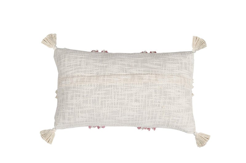 IMPEXART PVT LTD Cotton 12X20 Inches Ivory Base Boho Shaggy Rectangle Geometric Desgin Cushion Cover with Tassel for Decor Couch Sofa Bedroom Living Room Farmhouse Indoor Outdoor - Image 4