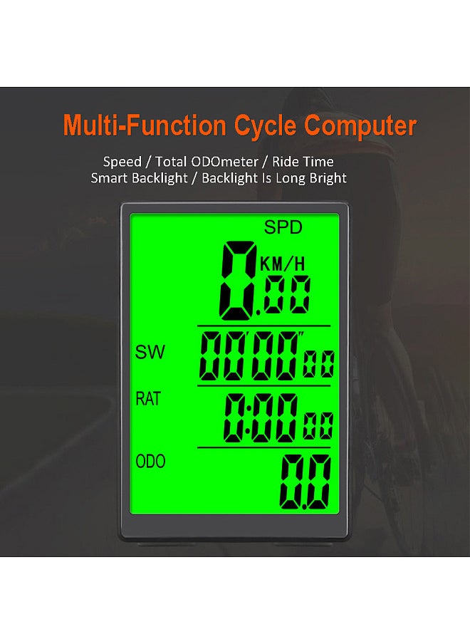 سان دينج جهاز كمبيوتر لاسلكي للدراجة، عداد سرعة مقاوم للماء مع إضاءة خلفية LCD خضراء  - Image 3