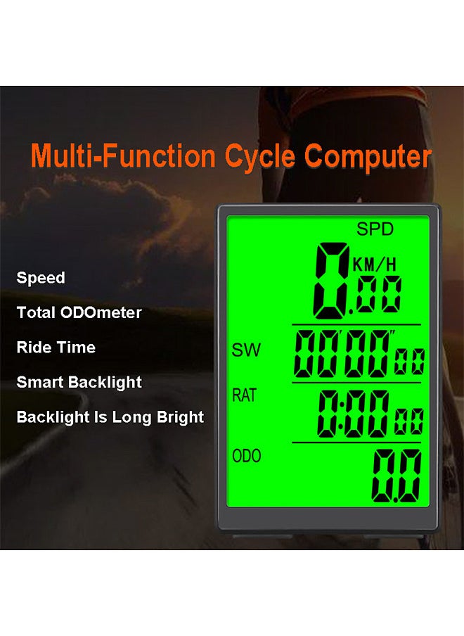 سان دينج جهاز كمبيوتر لاسلكي للدراجة، عداد سرعة مقاوم للماء مع إضاءة خلفية LCD خضراء  - Image 4