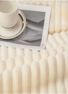 LUNA Home Throw Striped Blanket Super Soft, Off White Color  - Image 3