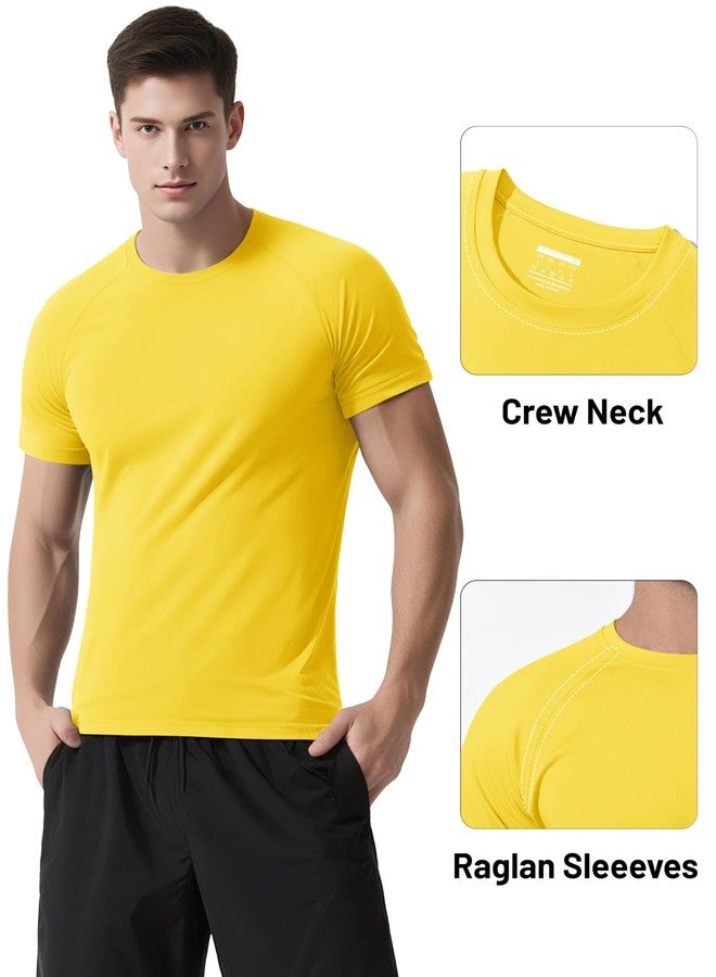 KEFITEVD Sun Shirts for Men UPF 50 Swim Shirt Short Sleeve UV SPF Polyester T-Shirts Quick Dry Workout Cycling Beach T-Shirt Moisture Wicking Rash Guard Yellow - Image 5