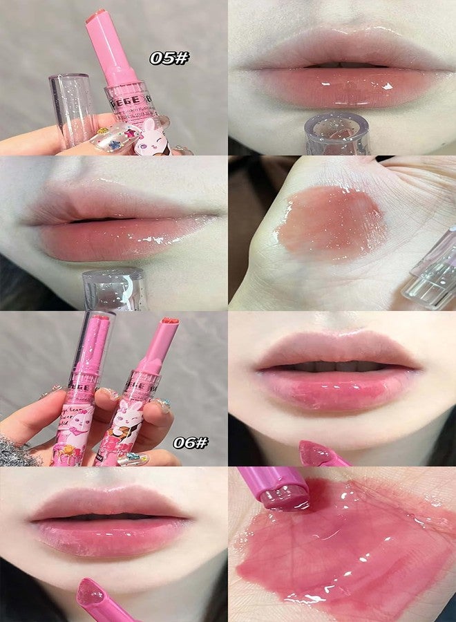 Gege Bear Flower Garden Lip Gloss | Branded Light Feel with Non-Sticky Shine | Chocolate Brown, Cherry Red & Red Lip Color | Glossy, Long-Lasting Crayon-Like Finish | Best Lipstick for Women with Heart Tip (02#Coral Charm, 2g) - Image 5