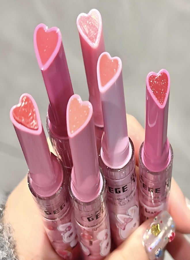 Gege Bear Flower Garden Lip Gloss | Branded Light Feel with Non-Sticky Shine | Chocolate Brown, Cherry Red & Red Lip Color | Glossy, Long-Lasting Crayon-Like Finish | Best Lipstick for Women with Heart Tip (02#Coral Charm, 2g) - Image 1