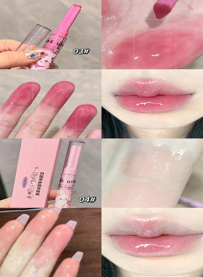 Gege Bear Flower Garden Lip Gloss | Branded Light Feel with Non-Sticky Shine | Chocolate Brown, Cherry Red & Red Lip Color | Glossy, Long-Lasting Crayon-Like Finish | Best Lipstick for Women with Heart Tip (02#Coral Charm, 2g) - Image 4