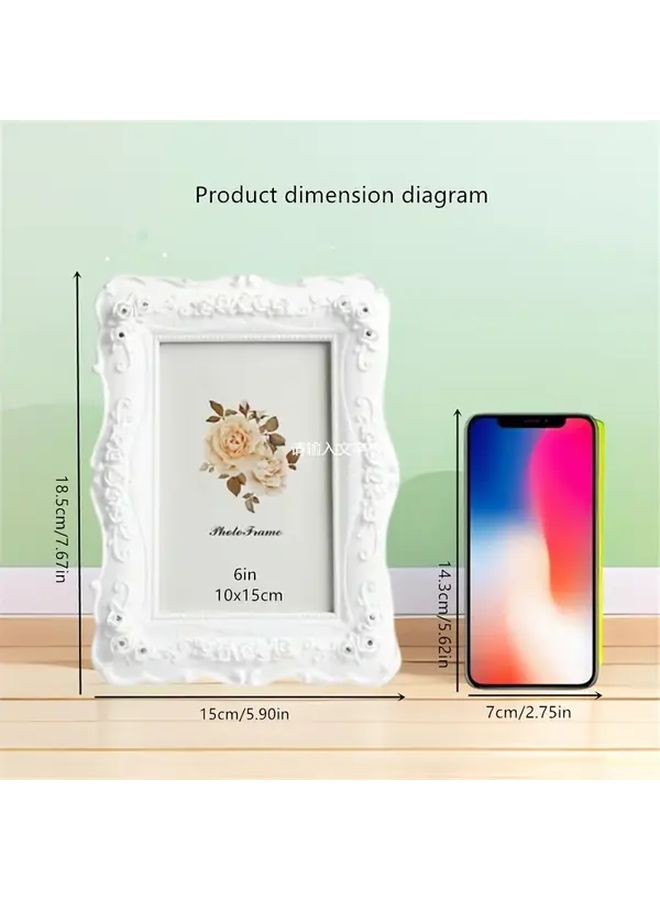 1pc Rose Embossed Picture Frame White Plastic Poster Display Stand Model X1122 57 For Home Decoration Gifts Birthday Graduation Photos Christmas Halloween Decorations - Image 3