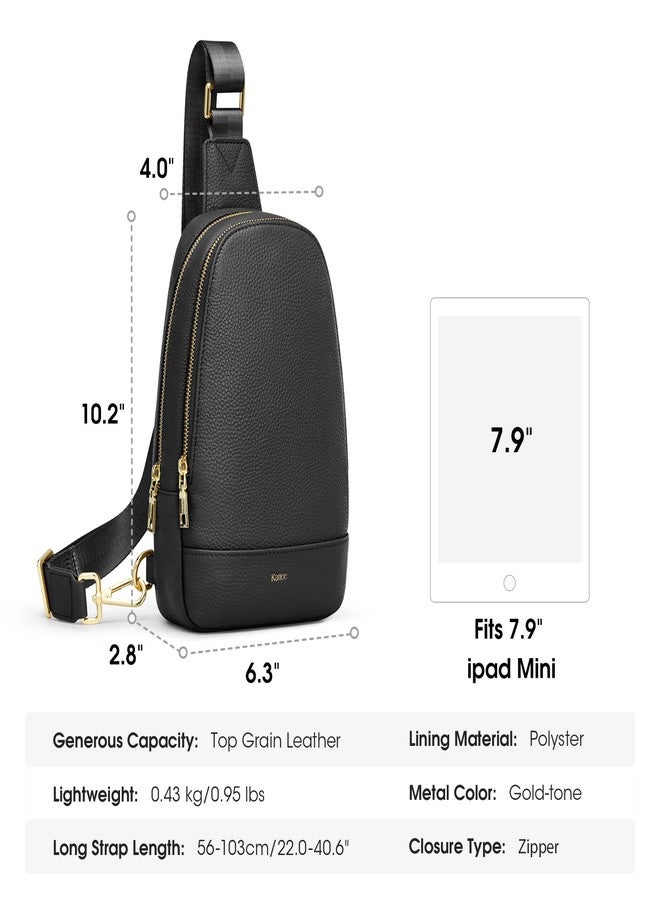 Kattee Sling Bag for Women Crossbody, Leather Fanny Packs for Women, Small Crossbody Chest Bag with RFID Blocking, Black - Image 3