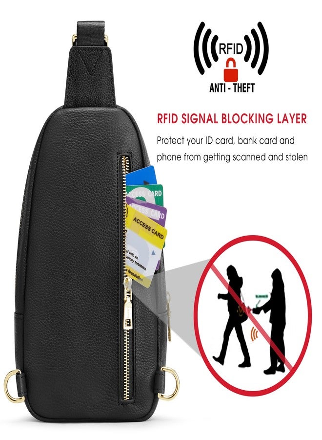 Kattee Sling Bag for Women Crossbody, Leather Fanny Packs for Women, Small Crossbody Chest Bag with RFID Blocking, Black - Image 5