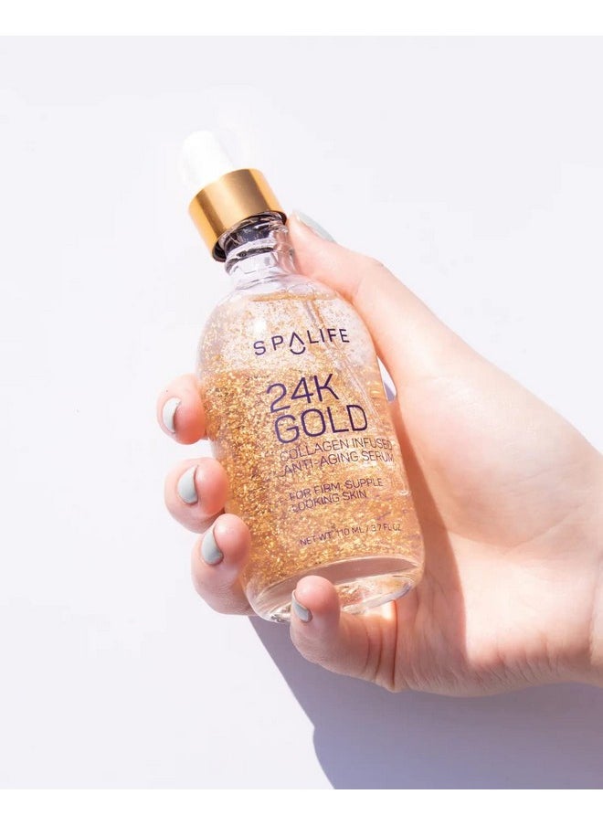 SpaLife - Nourishing Antiaging Gold & Silver Serums (Antiaging 24K Gold & Collagen) 110 Ml (3.7 Fl. Oz.) Boosts Firmness Hydration And Radiance - Image 1
