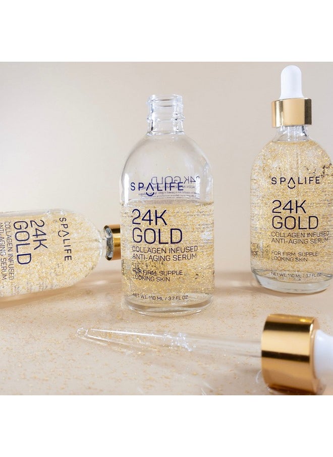 SpaLife - Nourishing Antiaging Gold & Silver Serums (Antiaging 24K Gold & Collagen) 110 Ml (3.7 Fl. Oz.) Boosts Firmness Hydration And Radiance - Image 1