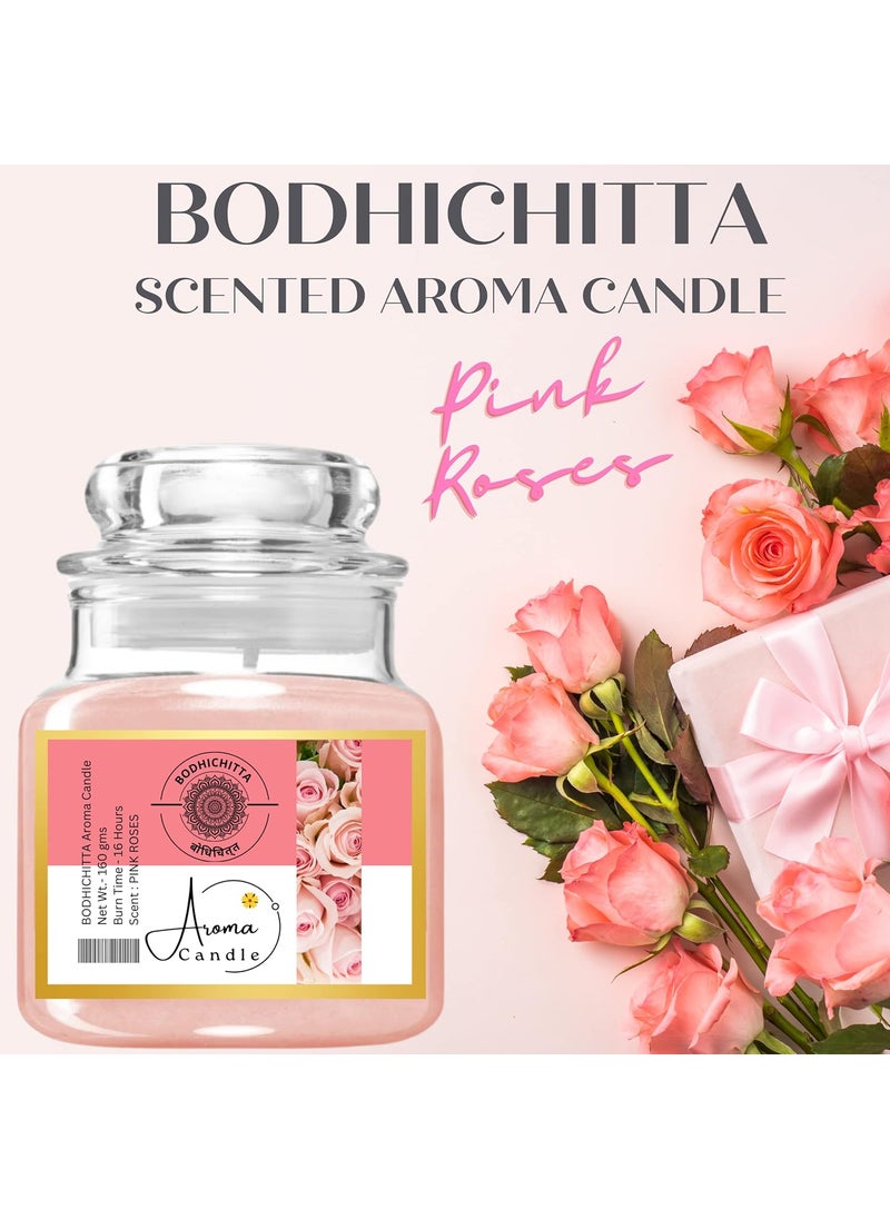 BODHICHITTA Bodhichitta Aroma Candles Pure Soy Wax 100g Wax Each Pink Roses Scented Upto 20 Hours Home Decor Best Gift Pack of 2  - Image 4