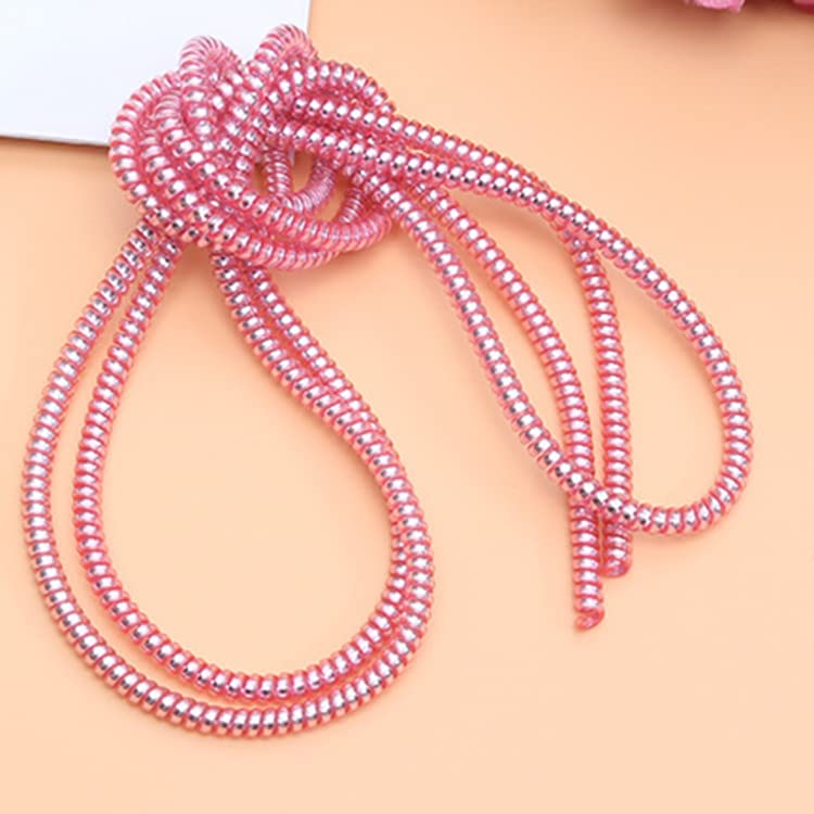 BeFall Metallic Finish Cable Spiral Protector/Wire Repair/Pet Cord Protector/Headphone Saver, Cable Wrap/Cover for Mac Charging Cable, USB Tube, Earphone (Pink) - Image 2